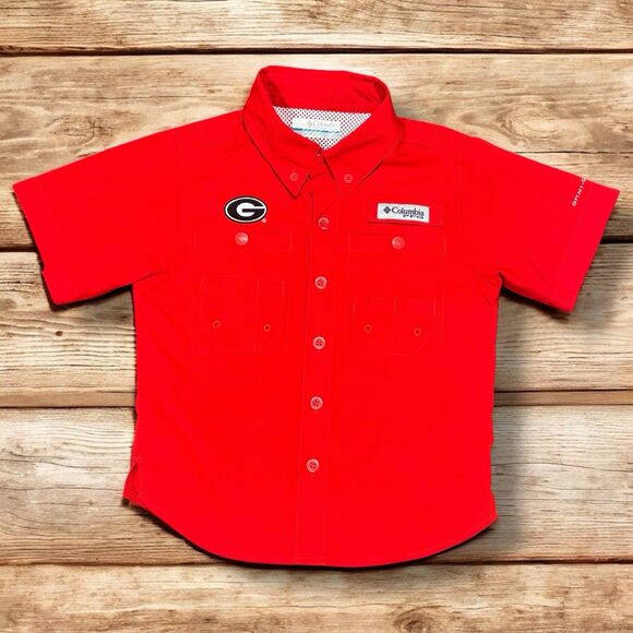 Columbia PFG Georgia Bulldogs Fishing Shirt XXS 4/5 Red Vented Omni-Shade - Picture 1 of 4